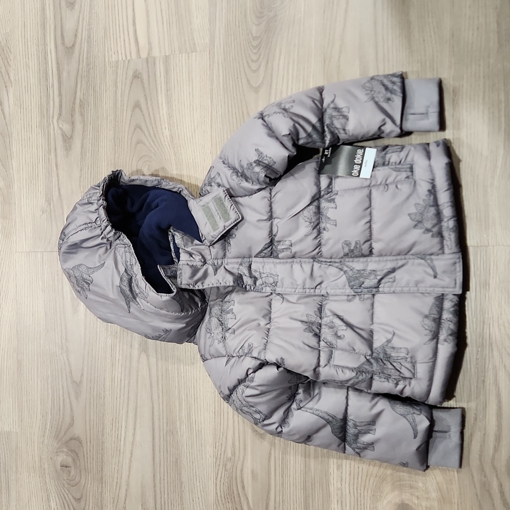 Okie Dokie Dino Grey Puffer Jacket Size 2T